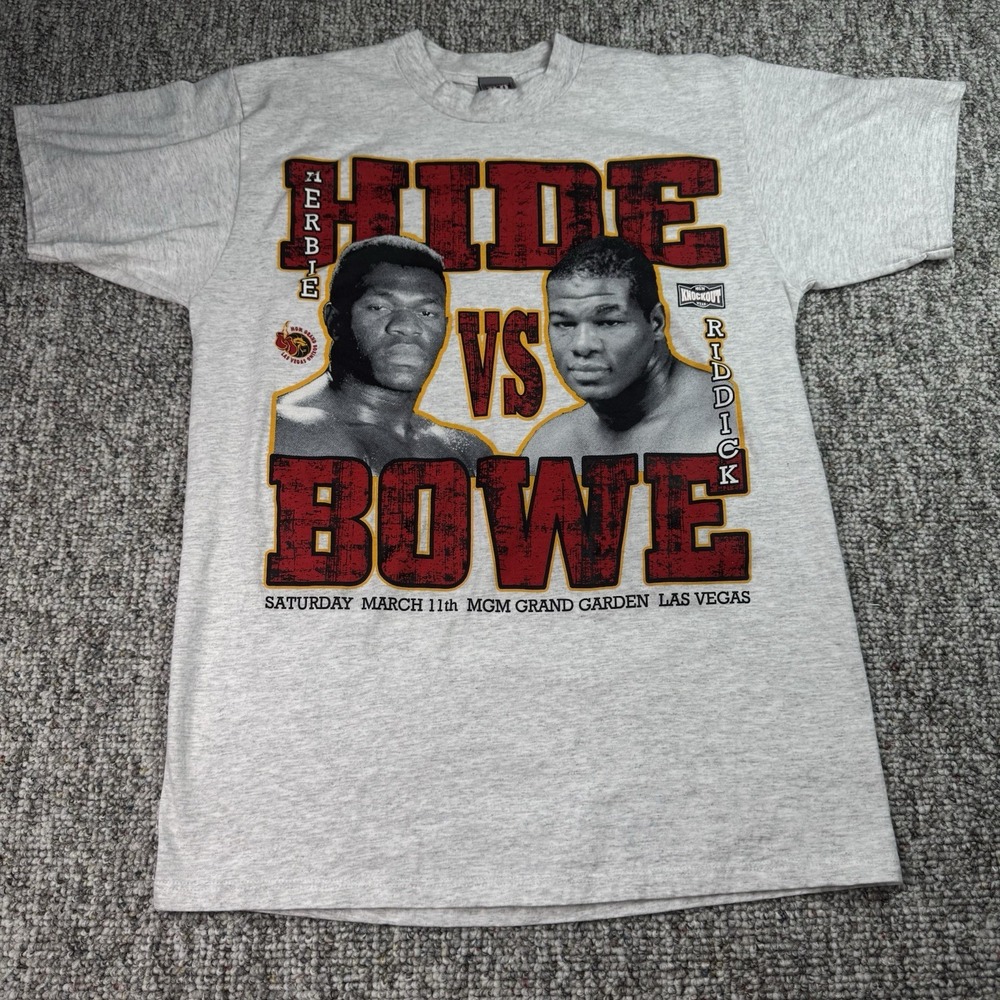 Herbie Hide Vs Riddick Bowe MGM Grand K.O. Mens Large Shirt Boxing Las Vegas VTG
